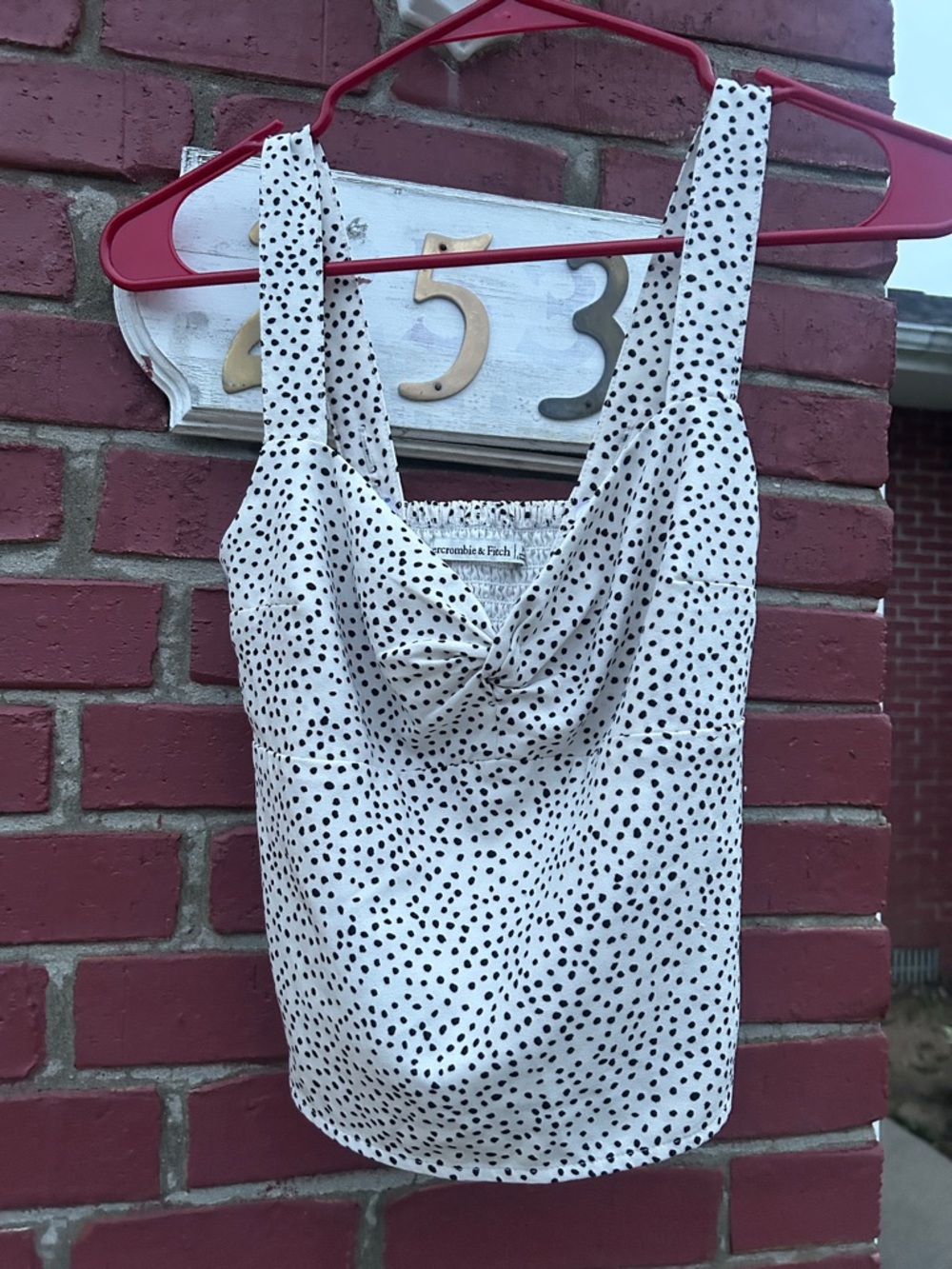 Abercrombie & Fitch White Polka Dot Camisole with Twist Front